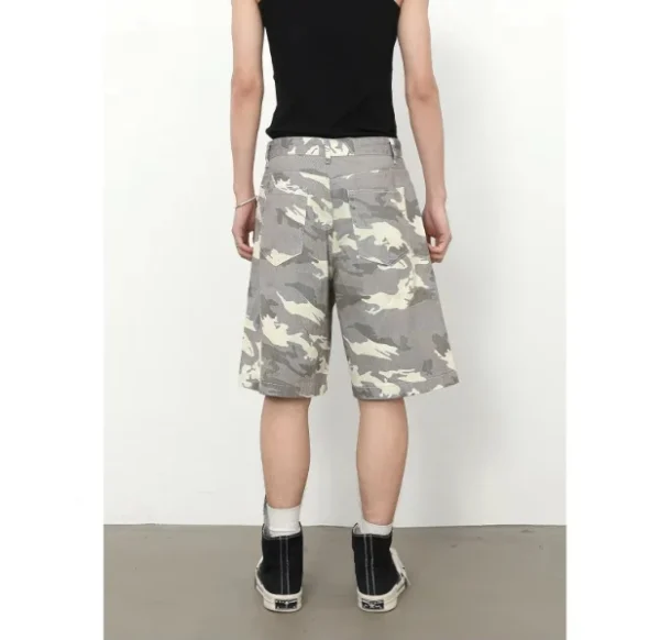 Cowboy Summer New Camouflage Casual Cargo Pants Men Woven Zipper Fly Mid Waist Trendy Workwear and Beach Shorts - Image 4