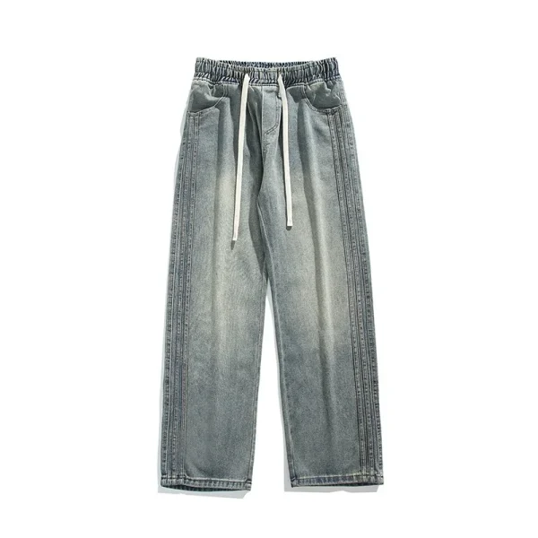 2025 Summer New Trendy Denim Jeans for Men Vintage Style Straight Casual Pants Loose Mid Draped Wide Leg American Medium - Image 6