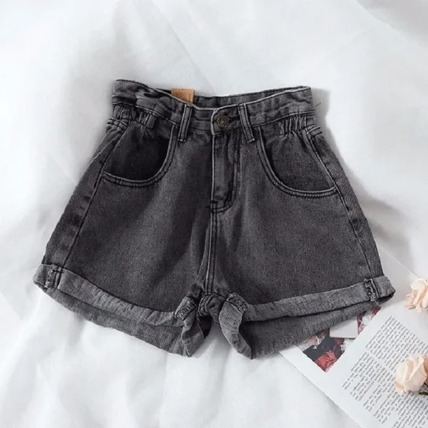 High-Waisted Loose Wide-Leg Denim Shorts for Women Korean Summer Fashion Versatile Rolled-Up Women's - Image 6
