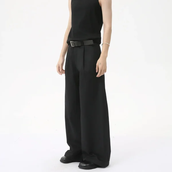 2025 Men's Casual Clothing  Belt Buckle Design High-End Pure Color Lightweight Loose Draped Flat Floor-Length - Image 4