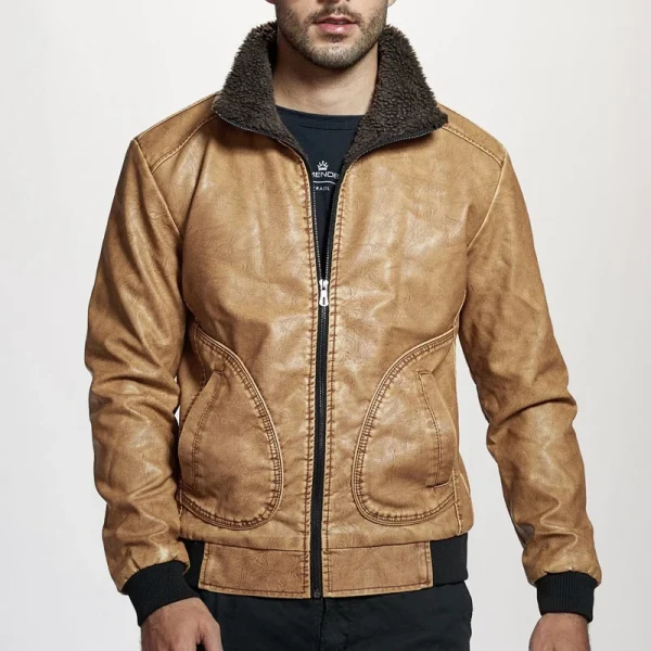 Winter Mens PU Jacket Thick Warm Men's Motorcycle Jacket New Fashion Windproof Leather Coat Fabric Vintage Canvas Male Size 3XL - Image 2