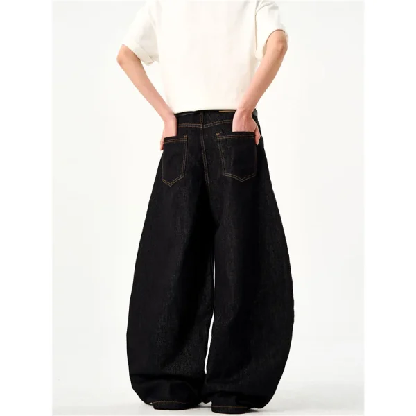 2025 American Retro Unisex Loose Wide Leg Scythe Pants Reversible Embroidered Denim Jeans Casual Curved Knife Summer Winter - Image 2