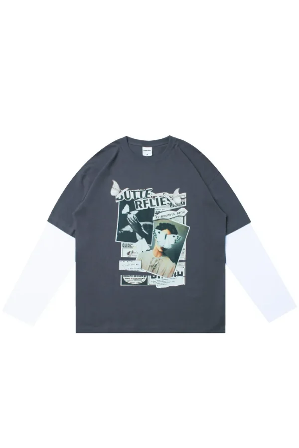 Heavy Weight Double Layer Long Sleeve T-shirt Graphic Tee Streetwear Men  Oversized Cotton Vintage Tshirt - Image 6