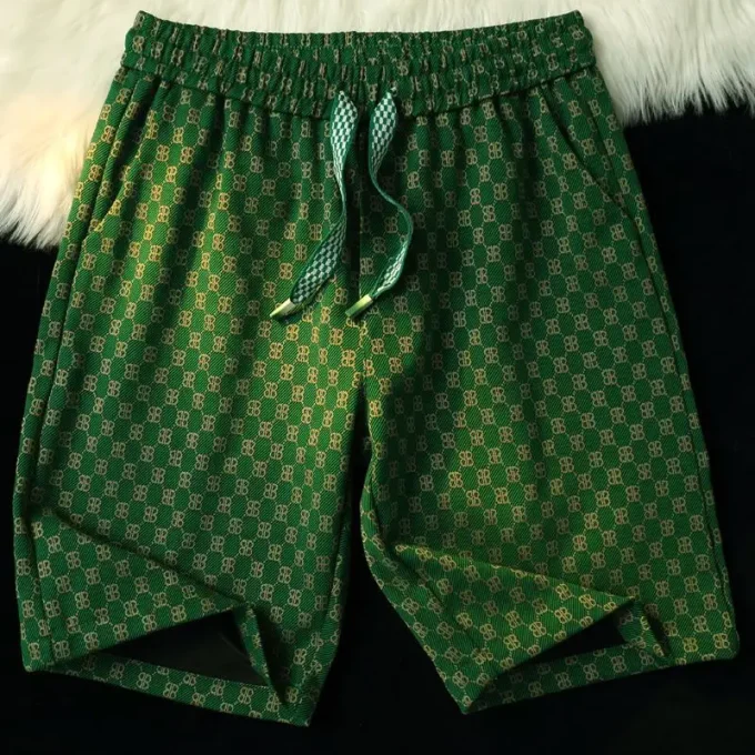 Fashion Street Style Men's Shorts Design Summer Full Printing Canvas Fabric Casual Mens Gym Shorts Knitted Mid Waist