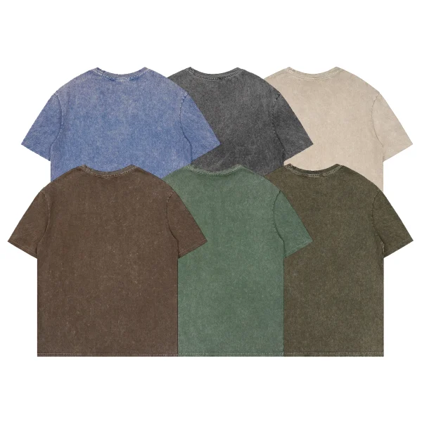 Heavy Weight Acid Wash T Shirt Streetwear Hip Hop Stone 100% Cotton Oversized Vintage T-shirt Clothing for Men - Image 2