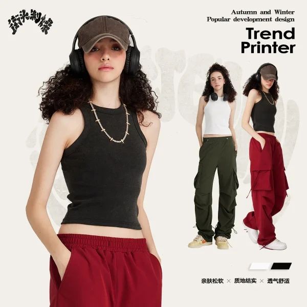 Hot girl heavy industry washing short style on the outside, slim Kendou vest trendy women's inner vest