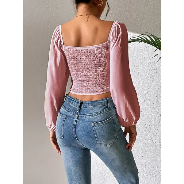 Women's Tops Spring and Summer Hot Girls Tight and Fashionable Long-sleeved Sexy Women's Clothing - Image 2