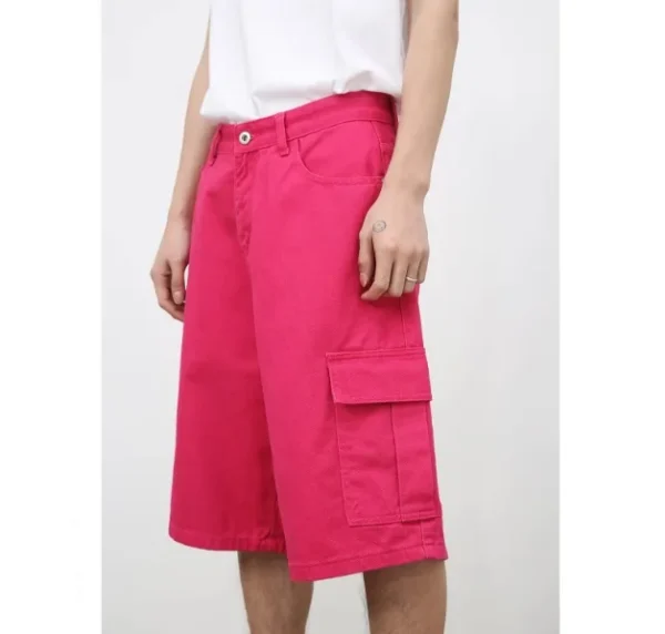 Cowboy Casual Shorts for Men American Vintage Solid Pattern Five-Quarter Cargo Pants Men with Elastic Waist Closure - Image 2