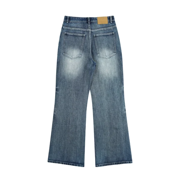 2025 Spring Summer New American Micro-Flared Trousers Men's Ins Versatile Jeans Loose Slimming Distressed Denim - Image 3