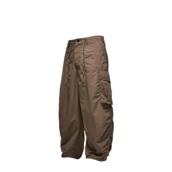 100% Nylon Loose Tooling Wide-leg Pants Multi-functional Pocket Windbreaker Pants for Men