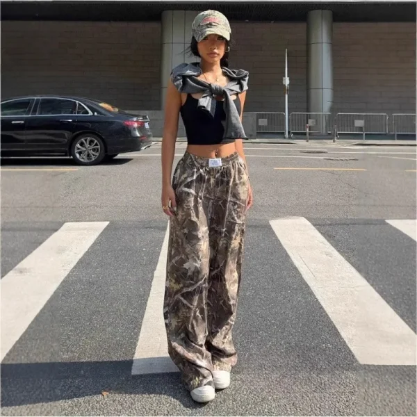 Women's High Waist Wide Leg Pants Autumn Casual Collection Elastic Waist Soft Anti-Pilling Fabric Flat Hot Girl Loose Slim Fit - Image 3