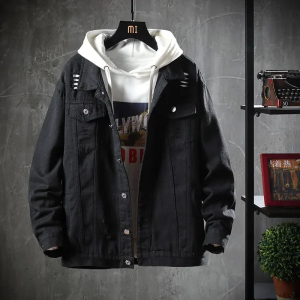 Fashion Print Cotton Jean Jacket Designed Mens Denim Jacket Men - Image 5