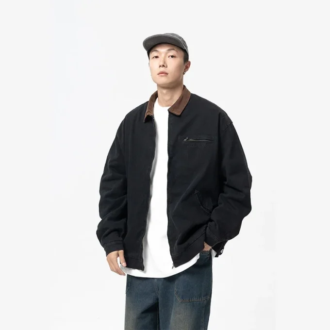 Denim Jacket Spring Men's Jacket Retro Vintage Style American Japanese Washed Distressed Workwear Lapel Trendy Vintage Look