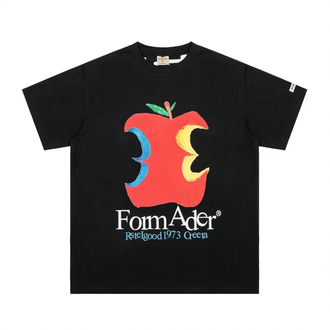Men's Creative Personalized Apple Hand-Painted Printed Short Sleeved 100% Cotton T-shirt Casual Loose O-Neck T-shirt for Summer - Image 5