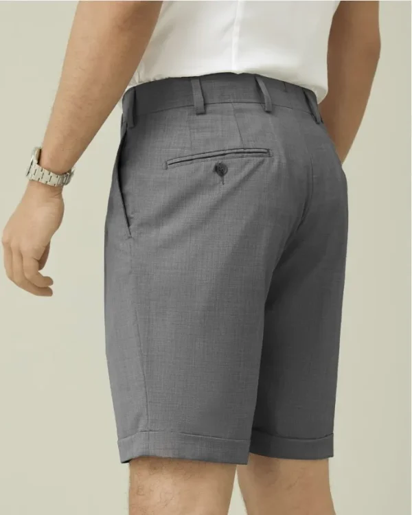 Formal Dress Shorts Wool Silk Blend Gray Shorts Pants Men - Image 4