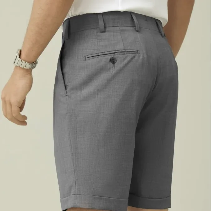 Formal Dress Shorts Wool Silk Blend Gray Shorts Pants Men