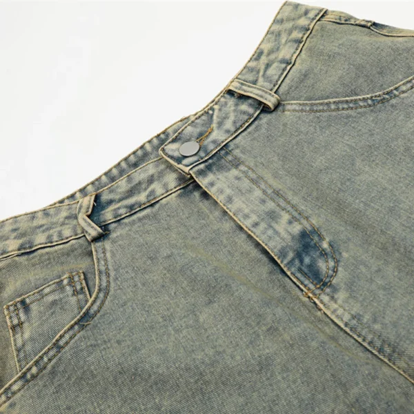 High Quality Summer Blue Raw Edges Hem Denim Shorts Men Jean Shorts Casual Clean Fit Baggy Jorts - Image 3