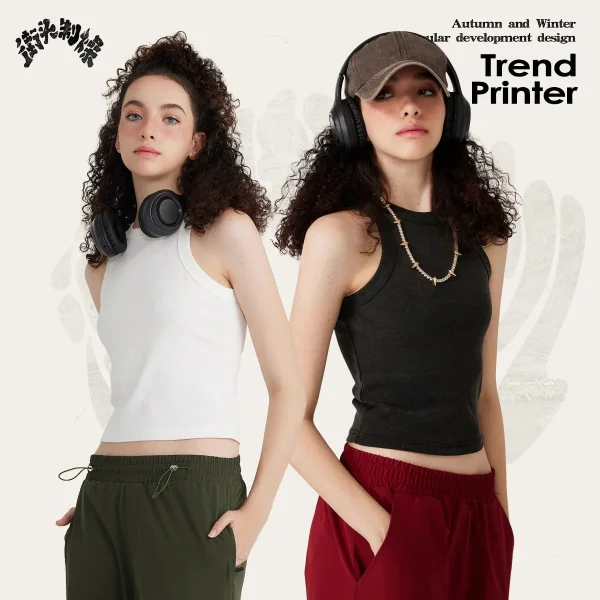 Hot girl heavy industry washing short style on the outside, slim Kendou vest trendy women's inner vest - Image 2