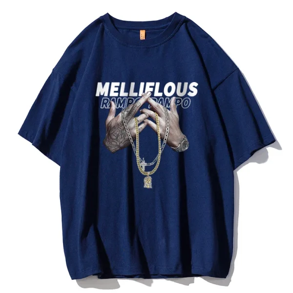 Men's  Oversize O-neck Photo Printed Hip Hop Cotton T-shirt - Image 3