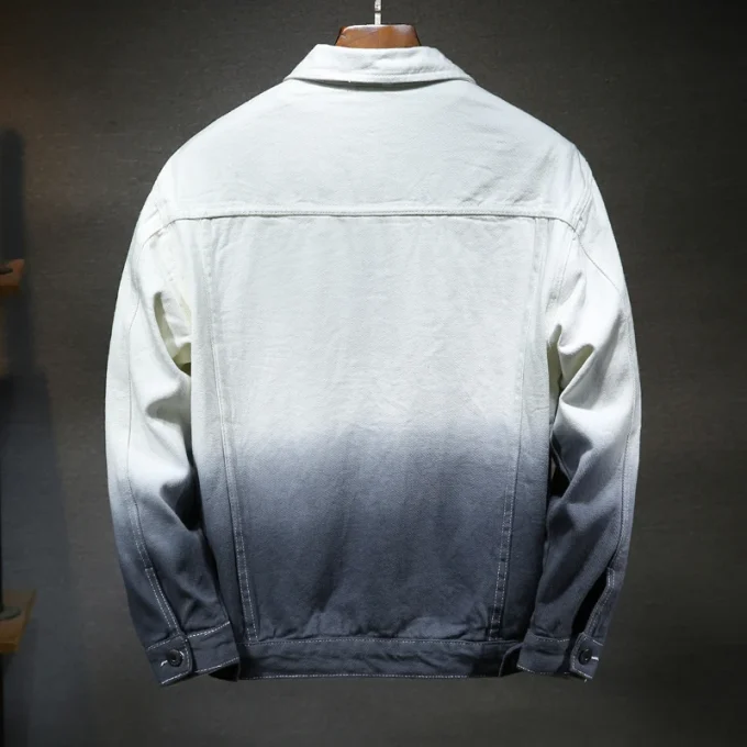 Gradient Jeans Jacket Men Japanese Retro Loose Streetwear Denim Jacket Hip Hop Men's Denim Jacket
