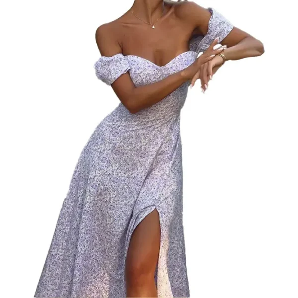 2025 New Summer Elegant Floral One-Shoulder Dress for Women  Cross-Border European American Casual Clothing - Image 5