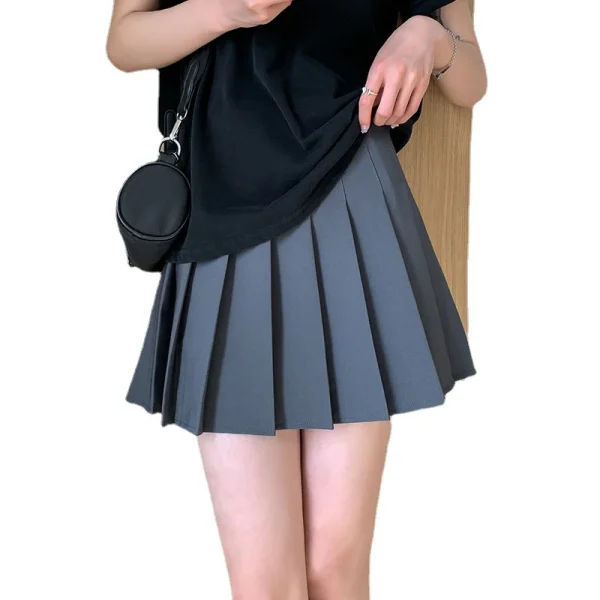 Women's Summer A-Line Pleated Skirt JK High Waist Black Short Student Style Wrinkle-Resistant New Design Slimming Natural - Image 5