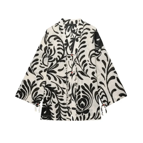 New European and American Style Printed Design Long-sleeved Top Wide-leg Pants Set - Image 6