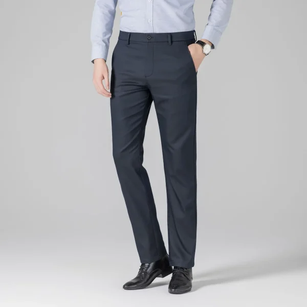 2025 High-End Men's Business Casual Pants Lyocell Cotton Straight Loose Commuter Trousers Lightweight Flat Front Style Trousers - Image 2