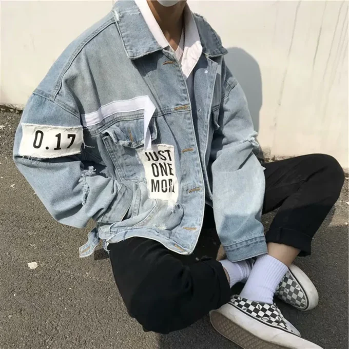 2025 Fashion Men Jeans Jackets Tops Long Sleeve Denim Coat Vintage Ripped for Men Clothing Fabric Denim Knitte3 - Image 5