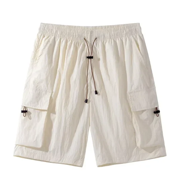 2025 Summer New Men's Casual Cargo Shorts Breathable Loose Trendy Sports Quick-Dry Five-Point Shorts Plain Dyed Woven Solid