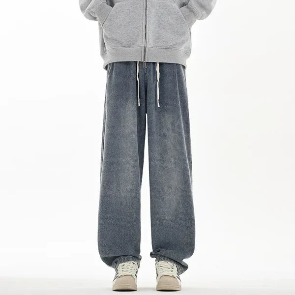2025 Autumn Winter Men's Trendy Straight-Leg Long Pants New Machete Loose American Starry Sky Pattern Jeans Hip Hop Style Cotton