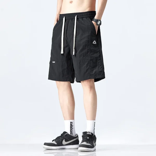 Men's Trendy Loose Sports Denim Cargo Shorts Quick-Dry Five-Point New Ice Silk Cool Solid 100% Polyester Mid Casual - Image 6