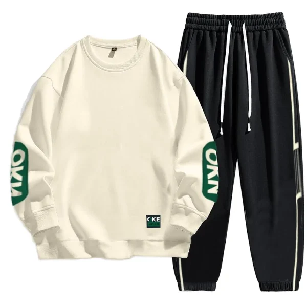Men's Casual Sport Track Suit for Men Autumn Winter 2025 New Trendy Knitted Sports Clothing Hoodie Sweatshirt Set - Image 2