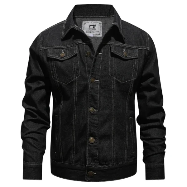 Mens Denim Jean Jacket Trendy Fashion Denim Male Streetwear Jackets Coats Fabric Vintage Denim Knitted Windproof - Image 3