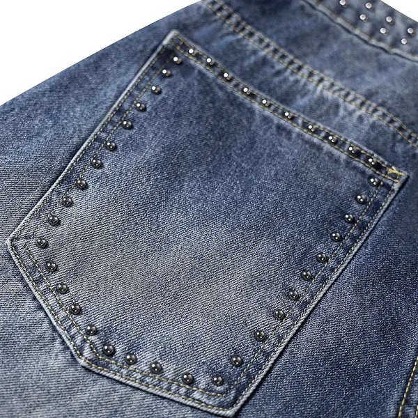 Autumn and Summer New Loose Wide-leg Korean Style Retro Shorts Jeans Men's Size