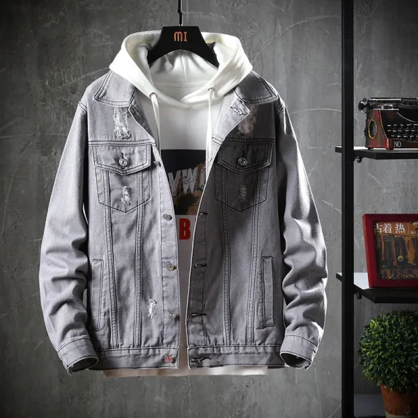 Good Quality Mens Spring Denim Jean Jacket Ripped Jean Denim Jackets for Men 2025 - Image 4