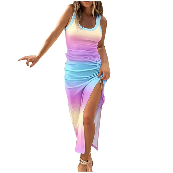 2025 Summer Casual Women's Multi-Color Chiffon Dress  New Arrival Midi Length Natural Waistline Washable - Image 5