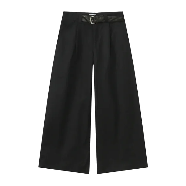 2025 Men's Casual Fashion Unique Belt Buckle Design High-End Solid Color Lightweight Loose Draped Flat Floor-Length - Image 5