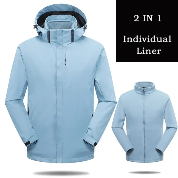Outdoor Sports Winter New Three-in-one Two-piece Fleece Warm Waterproof Windproof Emergency Jacket Men's Jacket - Image 2