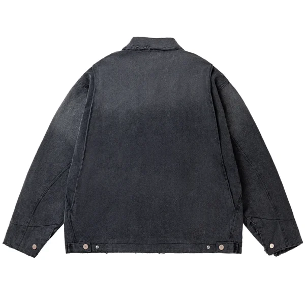 Cleanfit Short Distressed Jacket for Men and Women Vintage Style Heavy-Duty Washed Destroyed Coat for Autumn - Image 2