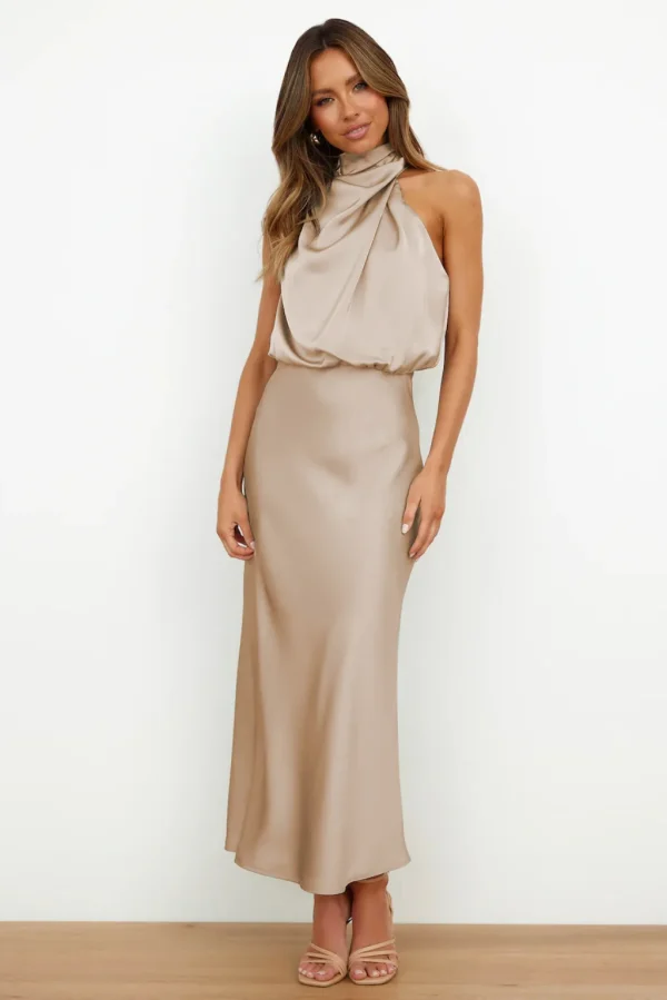 2025 European American Women's Satin Sleeveless Dress Elegant Elegant Party Style New Fashion High-End Pure Color - Image 6