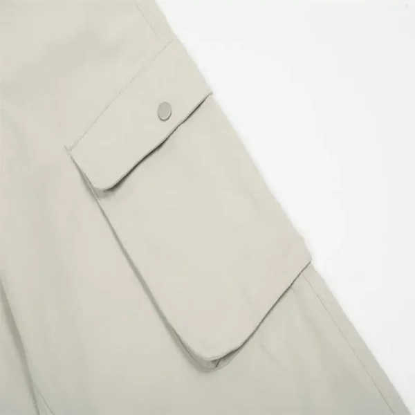 Causal Simple Solid Colors Straight Leg Trousers Multi Pocket Cargo Pants for Men - Image 5