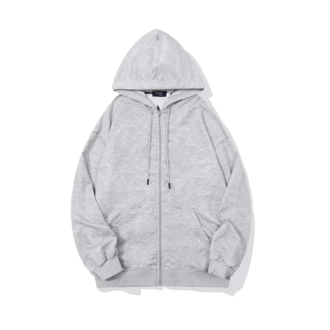 High Quality Metal Zipper Loose Oversized Hoodies Men Full Zip up Cotton Vintage Hoodies