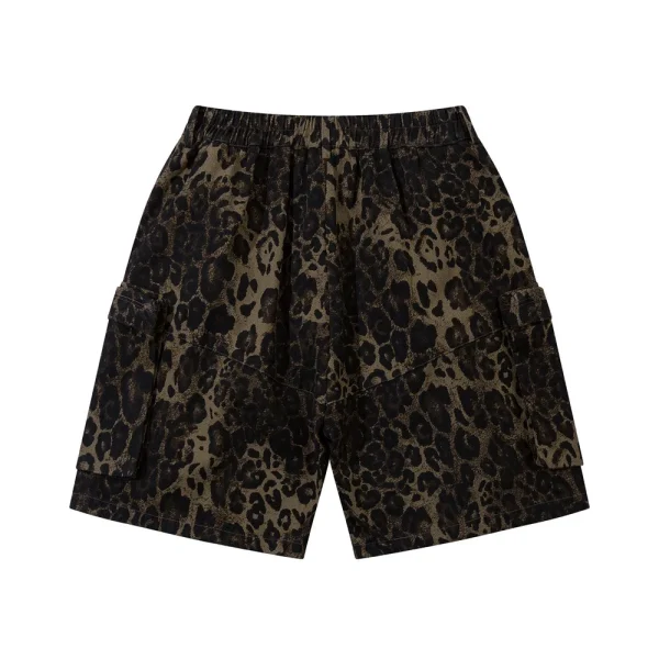 Hot Trendy Men's Summer 100% Cotton Cargo Shorts Leopard Camouflage Multi-Pocket Mid Loose Casual Straight Sports Shorts - Image 6