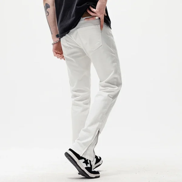 2025 New Trend High Quality Straight Leg Jeans for Men Youth Style Washed Zipper Cuff Slim Fit Casual Denim Pants - Image 2