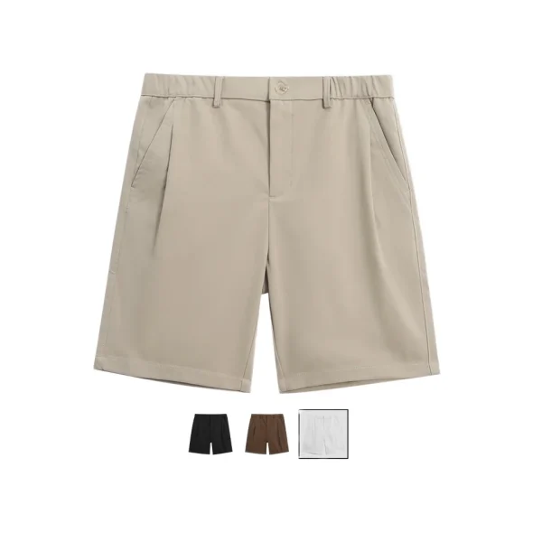 Men's 2025 New Business Casual Slimming Straight-Leg Western Sle 100% Cotton Outer Wear Summer Pleated Shorts - Image 5