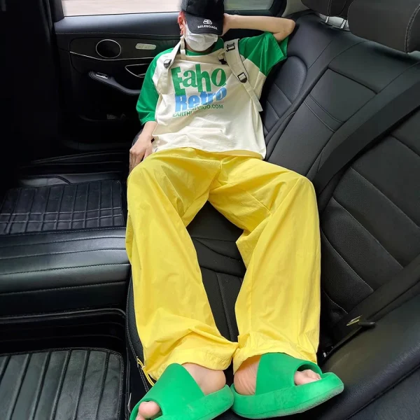 Summer Thin Wide-Leg Cargo Dopamine Sun Protection Quick-Dry Elastic Waist Casual Hiking - Image 4
