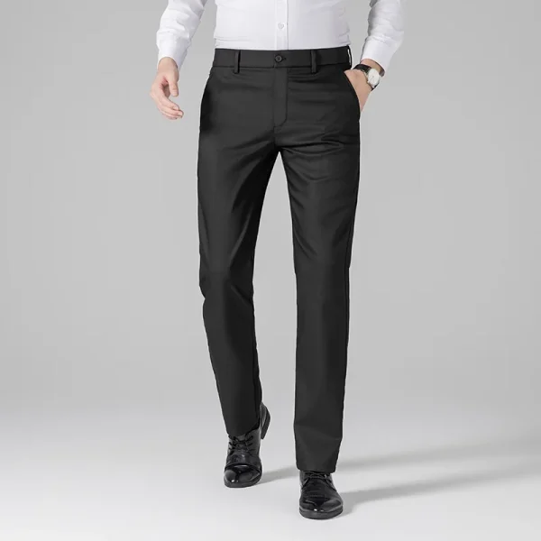 2025 High-End Men's Business Casual Pants Lyocell Cotton Straight Loose Commuter Trousers Lightweight Flat Front Style Trousers - Image 5
