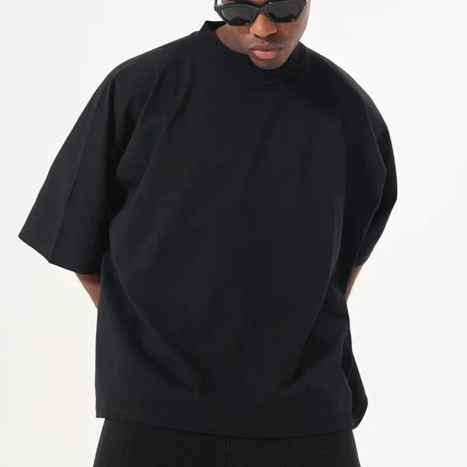 High Quality Cropped Boxy Fit Men's T-shirt Casual Heavy Weight 300GSM Oversized Tshirt Blank t Shirt for Men