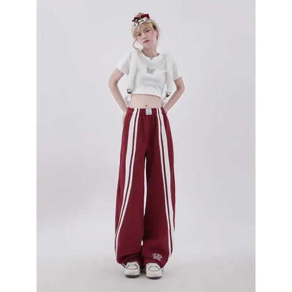 Harajuku Style Street Hip-Hop Jogging Pants Breathable High Waist Casual Loose Fit with Flat Front and Zipper Fly for Summer - Image 5